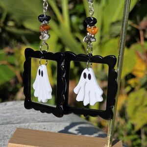 Ghost Earrings with Black Frame